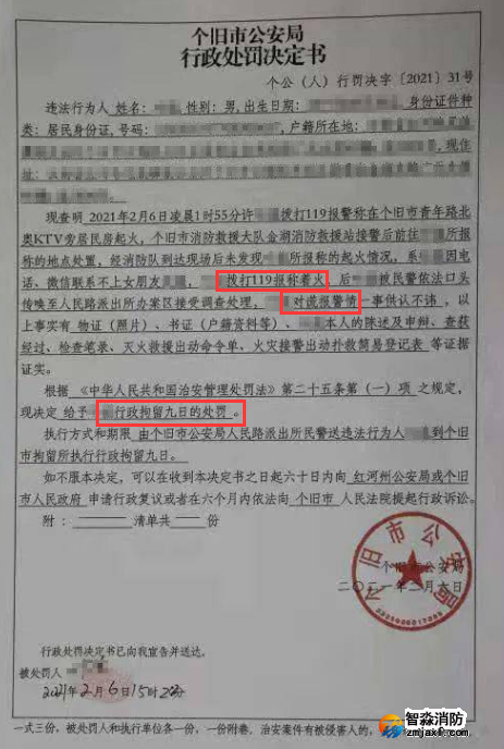 謊報(bào)119 惡意報(bào)火警，行政拘留9日